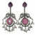 Silver Replica | Pink Chalcedony & Pearl | Oxidised Kashmiri Earrings |