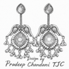Silver Replica | Pink Chalcedony & Pearl | Oxidised Kashmiri Earrings |