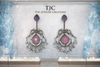 Silver Replica | Pink Chalcedony & Pearl | Oxidised Kashmiri Earrings |