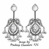 Silver Replica | Green Chalcedony & Pearl | Oxidised Kashmiri Earrings |