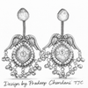 Silver Replica | Yellow Chalcedony & Pearl | Oxidised Kashmiri Earrings |