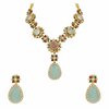 Navratan Sabyasachi Inspired | Matte Gold Finish | Necklace Set with Earrings |