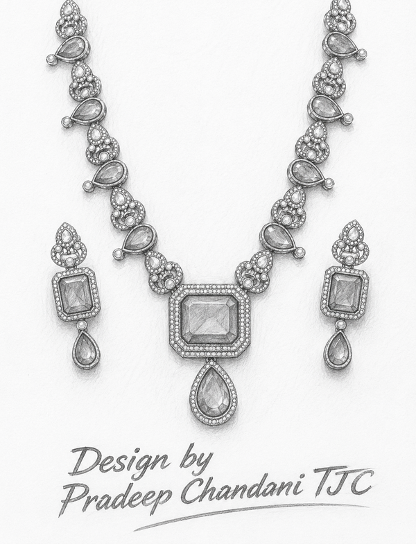 Premium Quality | Doublet Stone | Brass | Handmade Necklace Set |