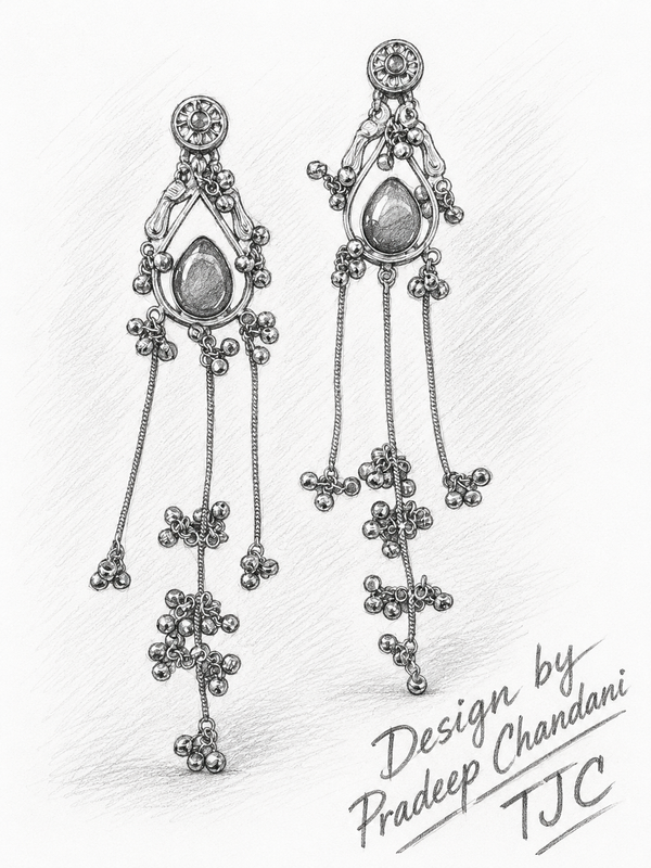 Premium Quality | Emerald Inspired Stone | Dangler Earrings |