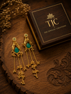Premium Quality | Emerald Inspired Stone | Dangler Earrings |