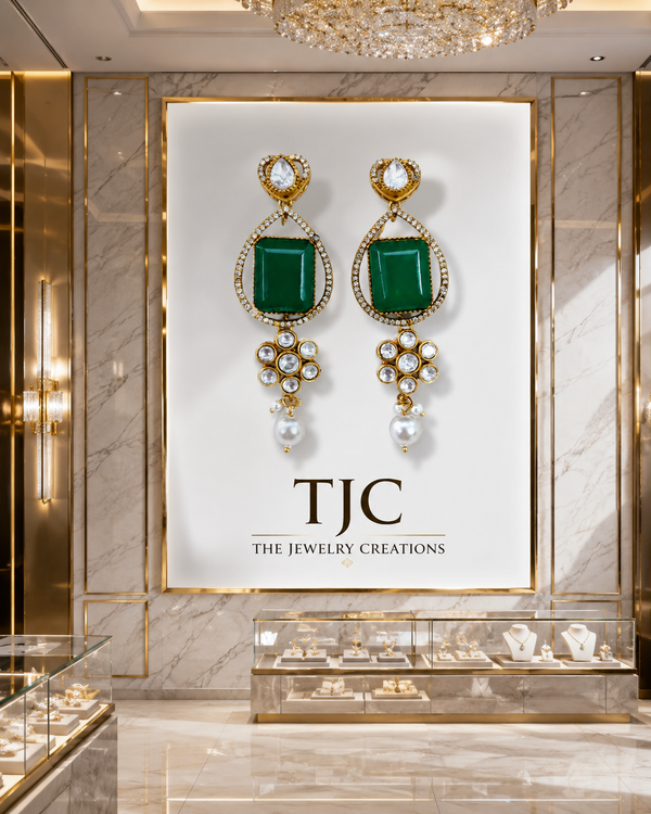 Premium Quality | Emerald Inspired | Dangler Earrings |