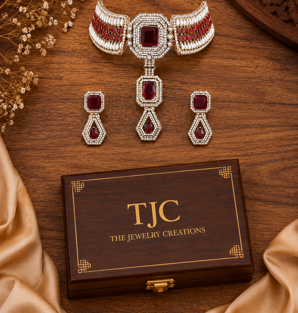 Ruby Inspired | Antique Finish | Premium Quality | Necklace Set |