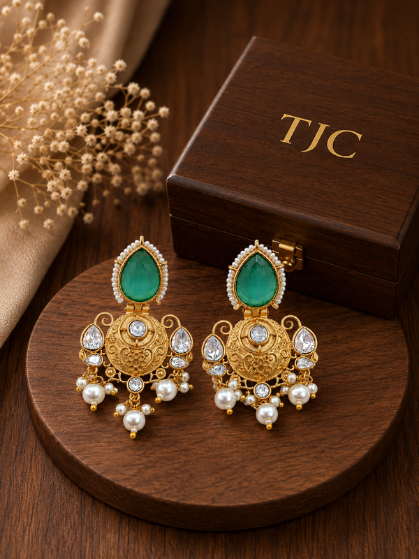 Premium Quality | Monalisa Stone | Jhumki Earrings |
