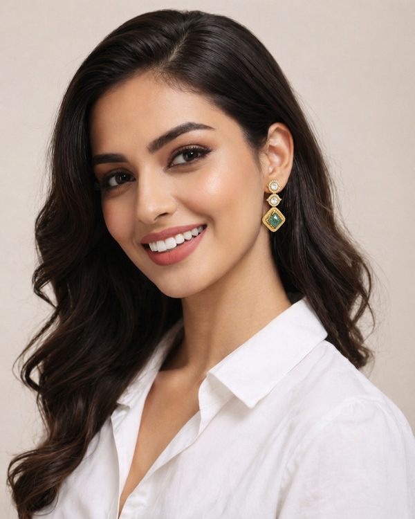Premium Quality | Natural Stone | Brass | Dangler Style Earrings |