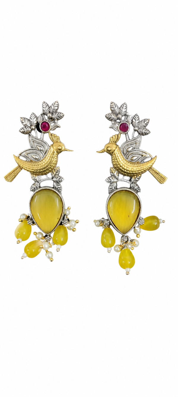Premium Quality | Monalisa Stone | Dual Tone | Replica Earrings |