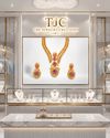 Premium Quality | Doublet Stone | Necklace Set | Amethyst Color |