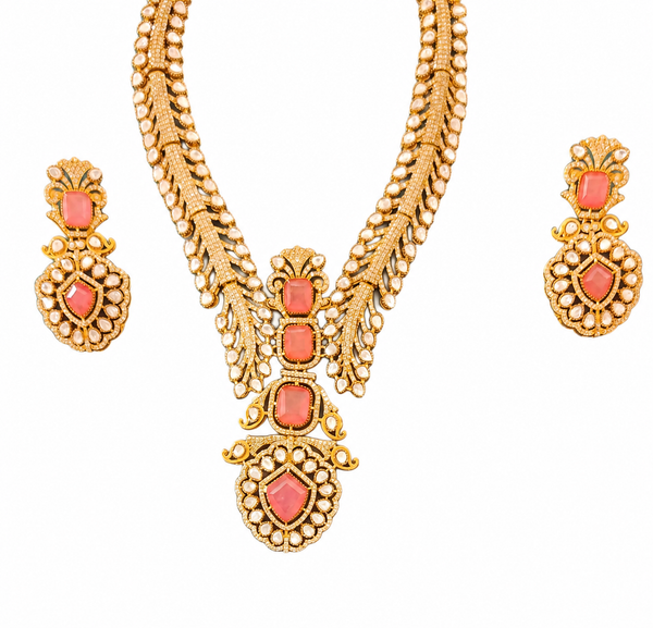 Premium Quality | Doublet Stone | Necklace Set | Pink Color |