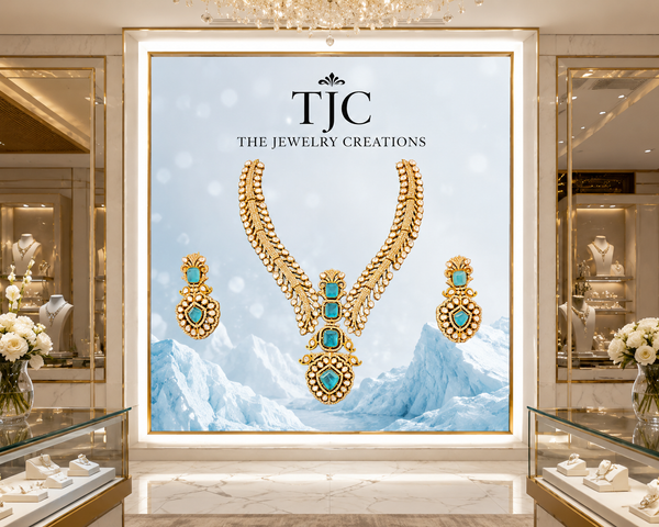 Premium Quality | Doublet Stone | Necklace Set | Sky Blue Color |