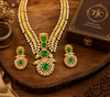 Premium Quality | Doublet Stone | Necklace Set | Green Color |