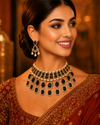Premium Quality | Precious Inspired ColorStone | Necklace Set | Black Color |