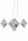 Premium Quality | Emerald & Ruby Inspired | Chain Pendant Set |