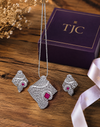 Premium Quality | Emerald & Ruby Inspired | Chain Pendant Set |