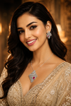 Premium Quality | Emerald & Ruby Inspired | Chain Pendant Set |