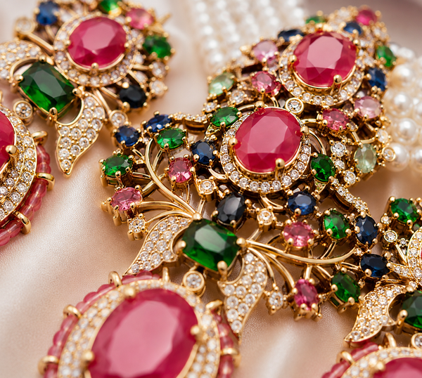 Premium Quality | Monalisa Stone | Choker Set | Pink Color |