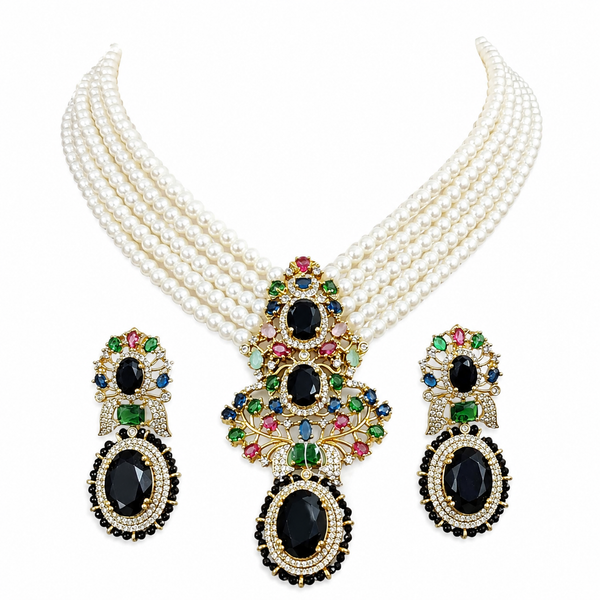 Premium Quality | Monalisa Stone | Choker Set | Black Color |