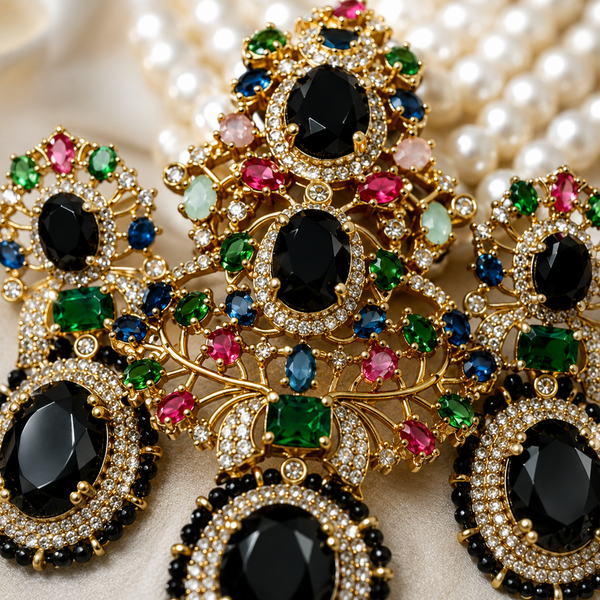 Premium Quality | Monalisa Stone | Choker Set | Black Color |