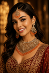 Premium Quality | 14 Carrot Anti Gold Polish | Bridal Set | Orange Color |