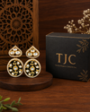 Premium Quality | Black Monalisa Stone | Gold Plated | Polki Earrings |