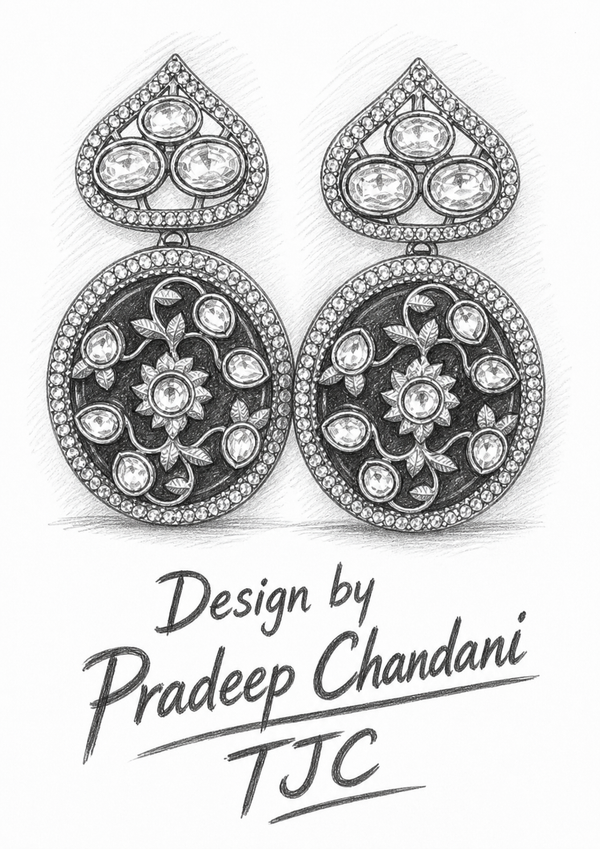 Premium Quality | Black Monalisa Stone | Gold Plated | Polki Earrings |