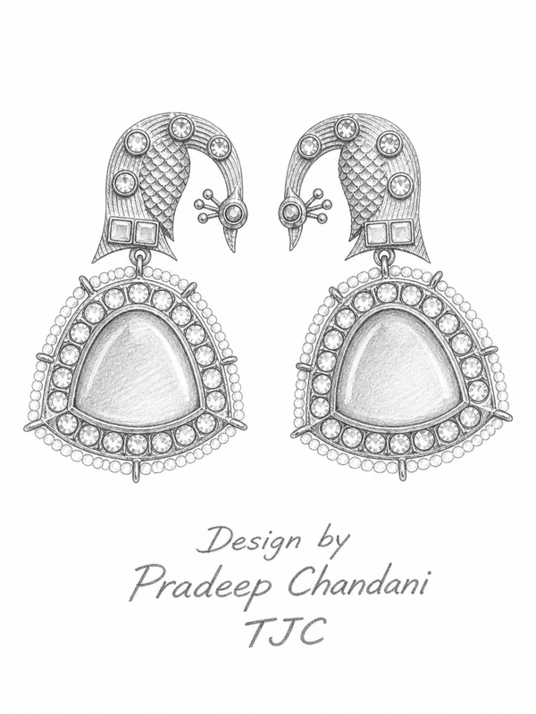 Premium Quality | Monalisa Stone | Peacock Design | Handmade Earrings |
