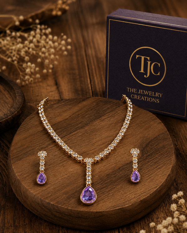 Amethyst Inspired | Premium Quality | American Diamond | Necklace Set |