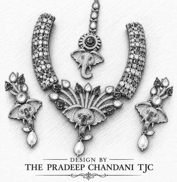 Premium Quality | Jungle Theme | Necklace Set with Mangtika |