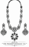 Premium Quality | German Silver | Necklace Set with Earrings | Emerald Color |