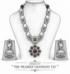 Premium Quality | German Silver | Necklace Set with Earrings | Ruby Color |