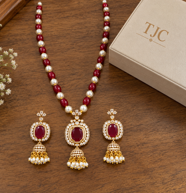 Premium Quality | Monalisa Stone | Ad Accents | Pendant Set with Earrings |