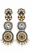 Premium Quality | Antique Silver | Crystal Stone | Earrings |