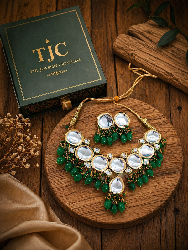 Premium Quality | Kundan Meena | Crystal Beads | Choker Necklace |
