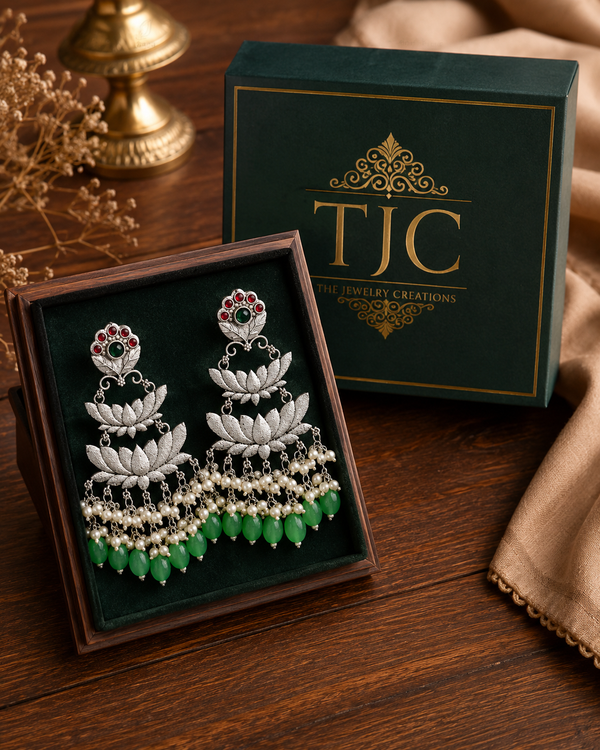 Premium Quality | Mrinali Dangler Earrings | Silver Plated |