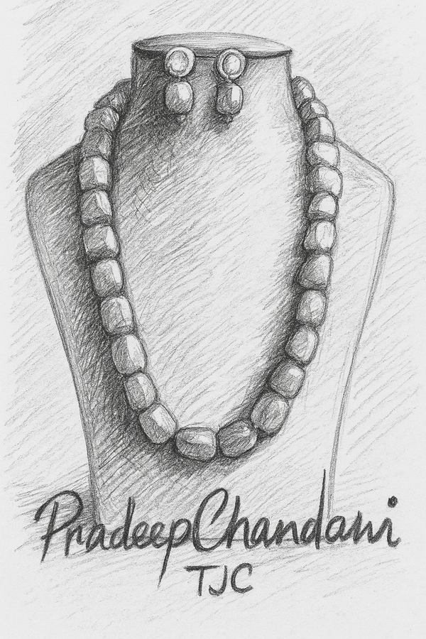 Green Emerald Doublet Tumble Mala Necklace – 24–26 Inch Statement Necklace