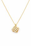 Anti - Tarnish Golden Sparkle Lattice Square Premium Chain Pendant with Gold Plated