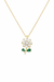 Premium Anti-Tarnish AD Chain Pendant Locket Set inFlower Shape With White & Green Sparkle