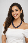 Blue Sapphire Inspired 3-Layer RoundOnyx Beaded Necklace |Gemstone Mala