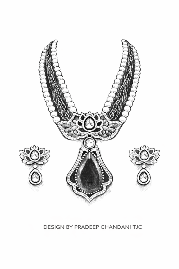 Indian Traditional Pear-Shape Doublet Stone Necklace Set