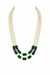 Premium Pearl Mala with Green Glass Cabochon Pendant – 24 to 26 Inches