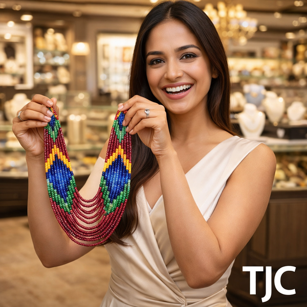 Natural Rainbow Multi Color Sapphire Inspired Onyx Glass Stone Creative Beaded Necklace (11-Layer Mala)