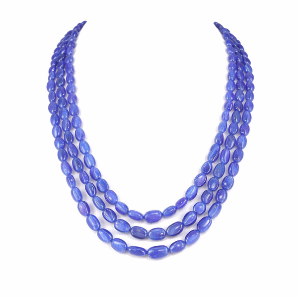 Tanzanite Maniya Inspired Onyx Glass BeadsStone Premium Beaded Necklace – 3 Layer Mala
