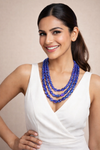 Tanzanite Maniya Inspired Onyx Glass BeadsStone Premium Beaded Necklace – 3 Layer Mala