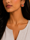 Premium Quality | Studs Earrings| Orange Color | Artificial Stone |