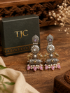 Premium Quality I Silver Plated I Oxidised Earrings IPink beads I