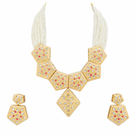 Premium Quality | Pearl Beaded | Meenakari Choker Necklace with Earrings | Handmade Jewelry |