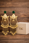 Statement Earrings | Monalisa Gemstone | Kashmiri Earrings | Round Pearl |
